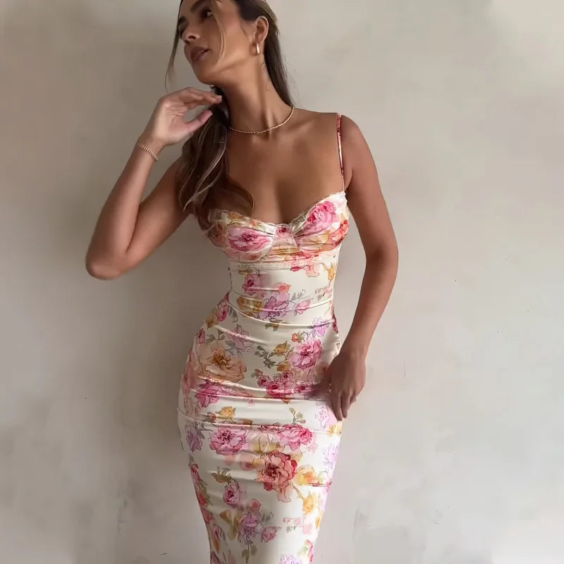 LunaBellini Floral Spaghettibandjurk Voor Vrouwen