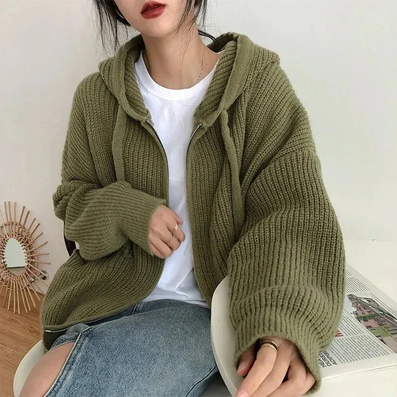 Elena – Gebreide Oversized Dames Sweater met Rits