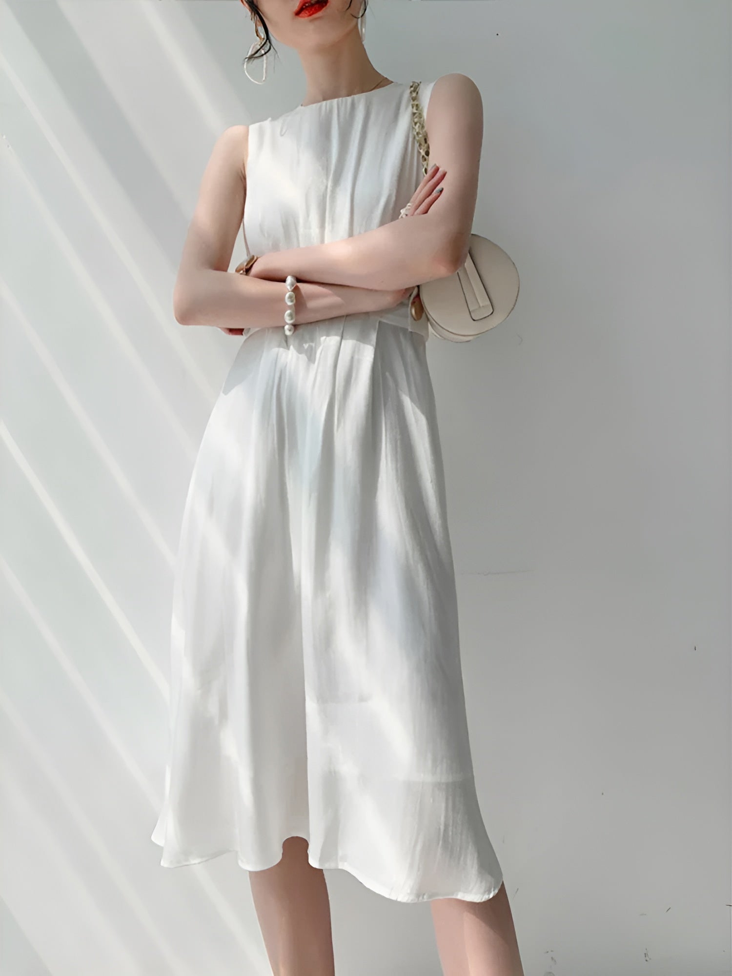 Sofia – Elegante Witte Satijnen Jurk voor Dames