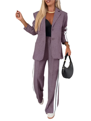 Giulia – Elegante Dames Tweedelige Blouse & Wide-Leg Broek Set