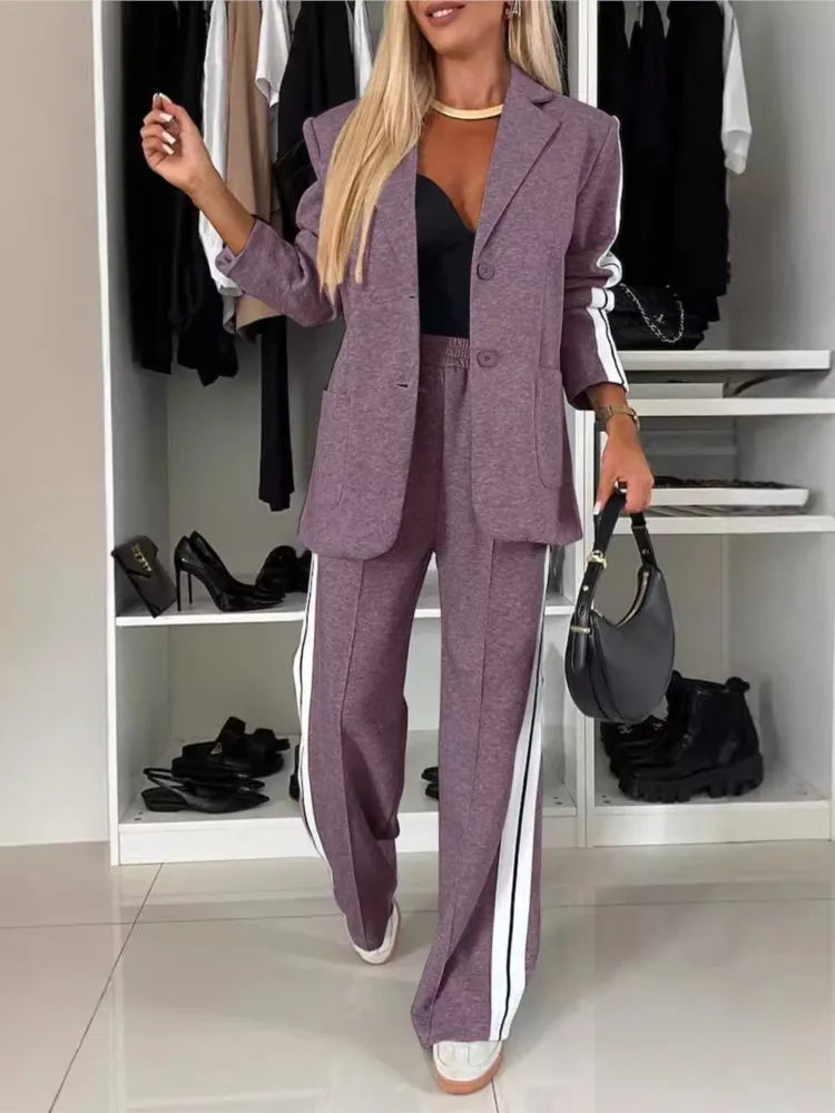 Giulia – Elegante Dames Tweedelige Blouse & Wide-Leg Broek Set