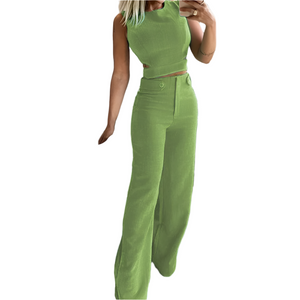 Zhavia – Elegante Tweedelige Dames Set met Wijde Pijpen