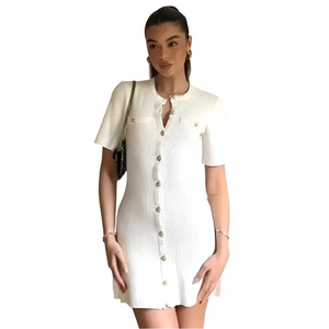 Gabriella – Elegante Gebreide Jurk met Gouden Accenten voor Dames