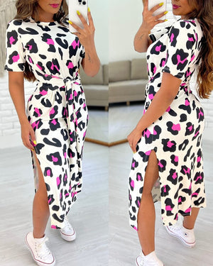 TrendySplit™ - Luipaardprint jurk