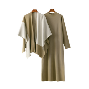 Sophia – Elegante Dames Tweedelige Jurk met Contrastkraag