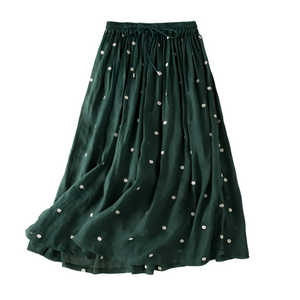 Sofia – Polkadot Linnen Dames Midi-Rok