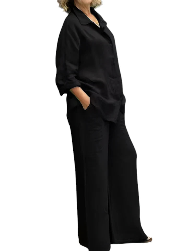 Calista – Dames Linnen Shirt & Broek Set