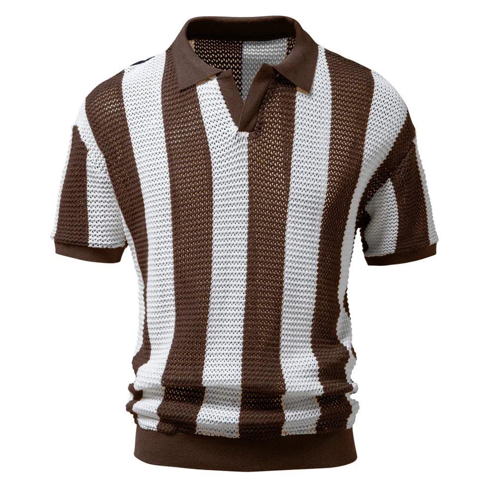 Enzo – Retro Mesh Gebreide Herenpolo