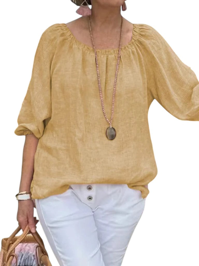 Ruffa – Luchtig Plus-Size Dames T-shirt van Katoen-Hennep
