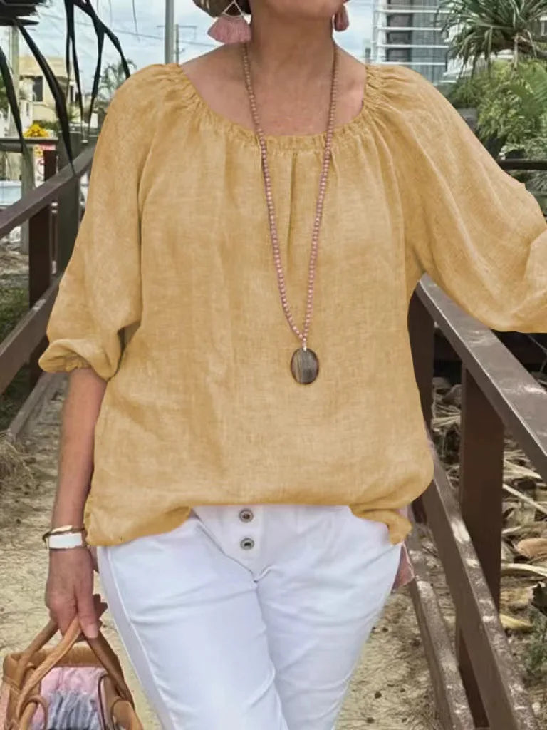 Ruffa – Luchtig Plus-Size Dames T-shirt van Katoen-Hennep