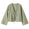 Sofia – Ademend Linnen Damesblouse met Strikdetails