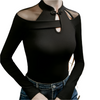Kiesha – Mesh Dames Top met Asymmetrische Halslijn