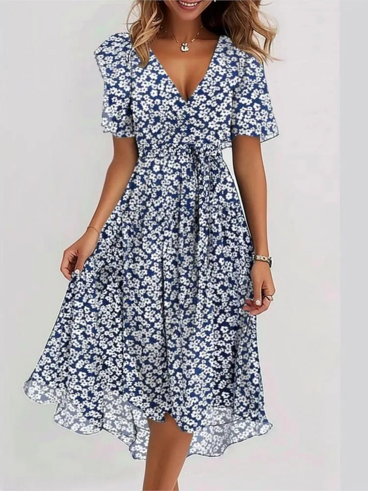 Karylle – Zomerjurk met Diepe V-Hals en Elegante Swing voor Dames