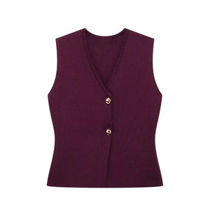 Clara – Mouwloos Dames Gilet Top met Knoopsluiting