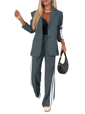 Giulia – Elegante Dames Tweedelige Blouse & Wide-Leg Broek Set
