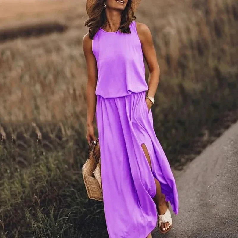 Keysie – Luchtige Mouwloze Maxi Zomerjurk voor Dames