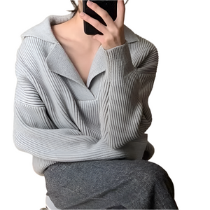 Janiah – Geribde Gebreide Oversized Damestrui van Kasjmierblend