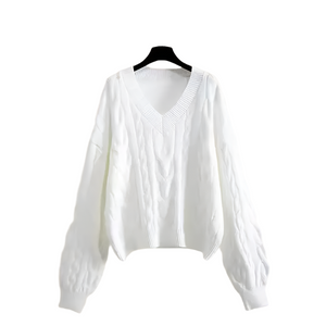 Jasmine – Gebreide Damestrui met Pofmouw en V-hals