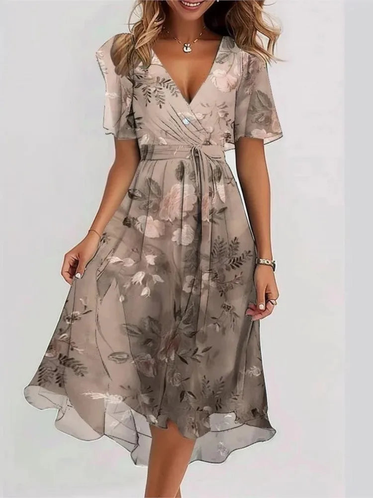 Karylle – Zomerjurk met Diepe V-Hals en Elegante Swing voor Dames