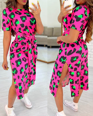 TrendySplit™ - Luipaardprint jurk