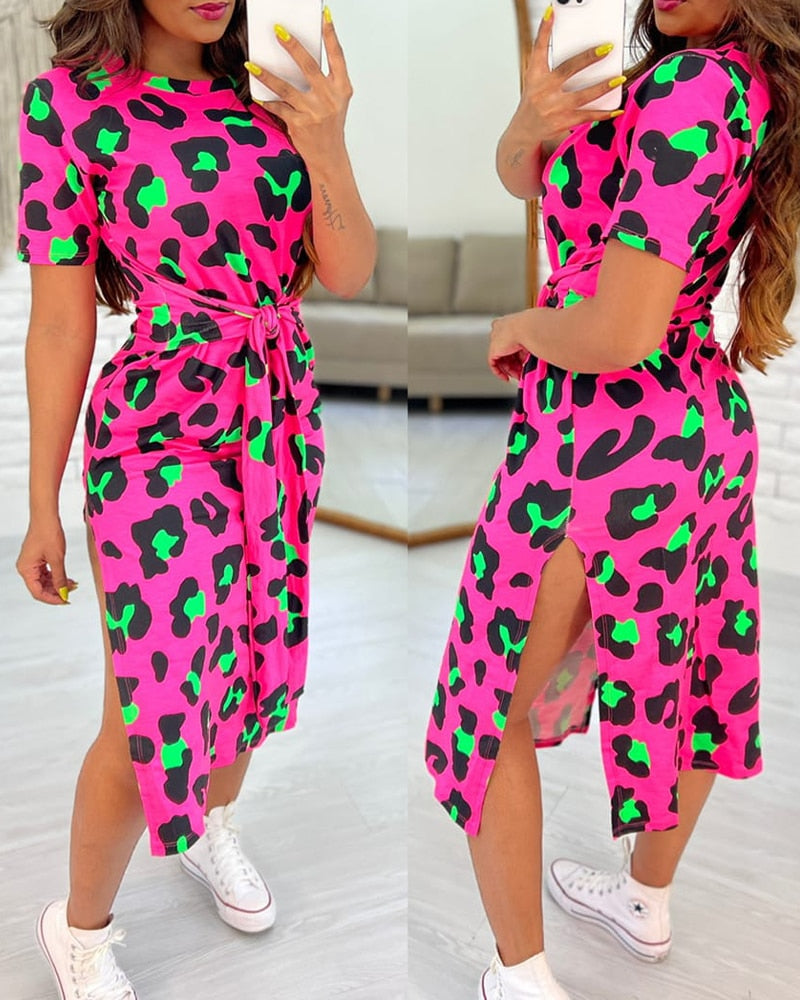 TrendySplit™ - Luipaardprint jurk