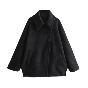 Isabella – Elegante Dames Cape met Knopen en Wolblend