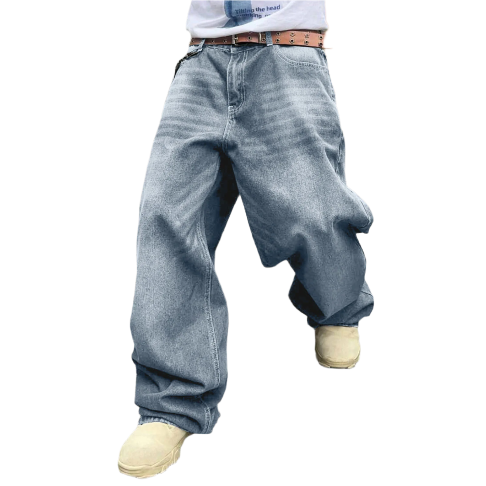 Bonjosh – Gebleekte Baggy Parachute Jeans voor Mannen