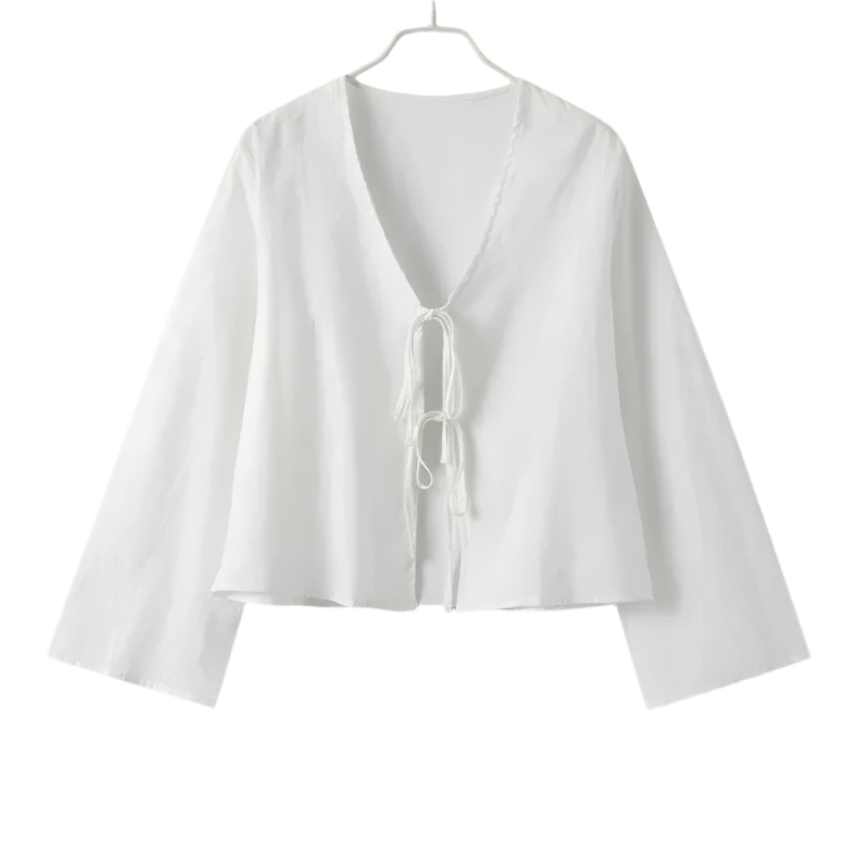 Sofia – Ademend Linnen Damesblouse met Strikdetails