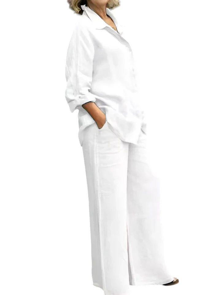 Calista – Dames Linnen Shirt & Broek Set