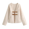 Sofia – Beige Slim-Fit Vest met Decoratieve Bandjes