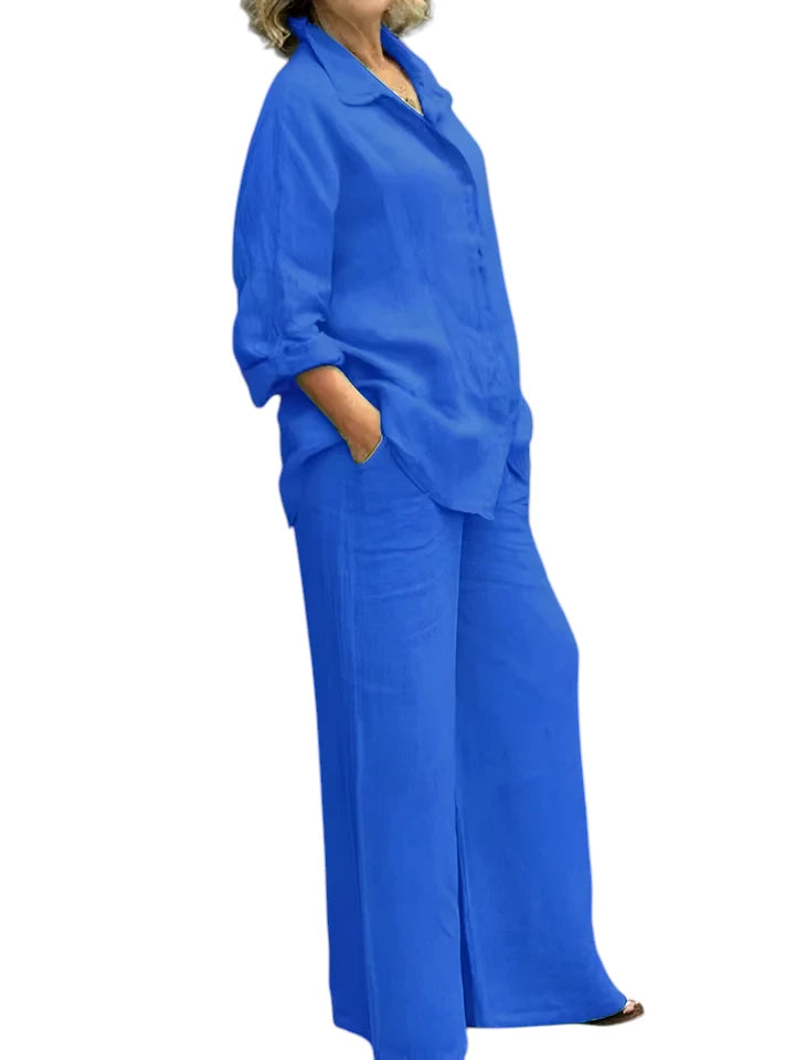 Calista – Dames Linnen Shirt & Broek Set