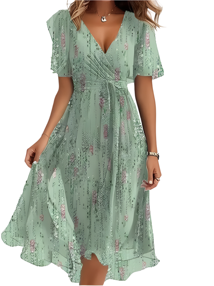 Karylle – Zomerjurk met Diepe V-Hals en Elegante Swing voor Dames