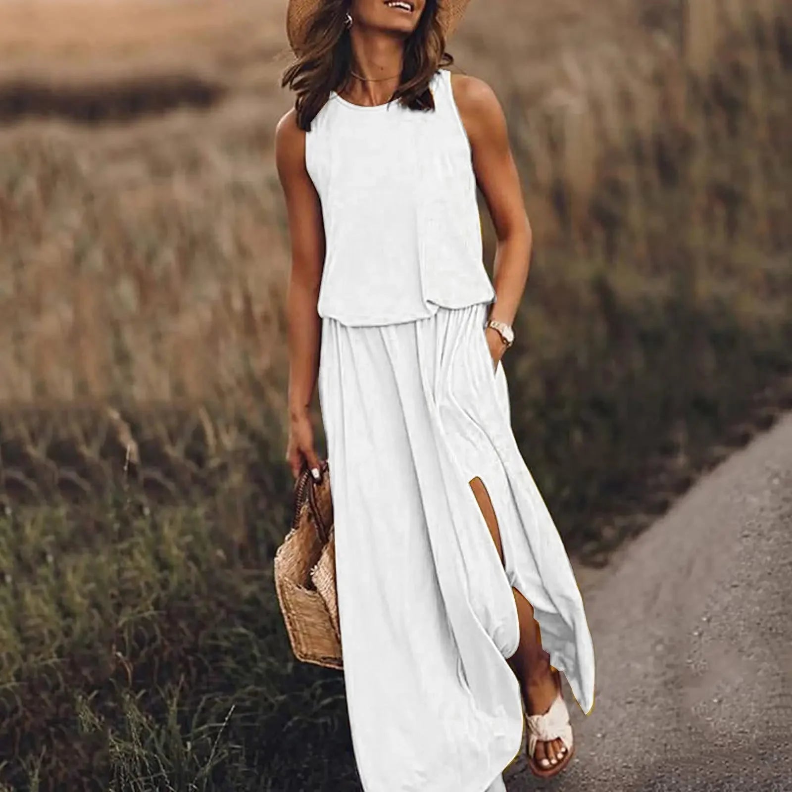 Keysie – Luchtige Mouwloze Maxi Zomerjurk voor Dames