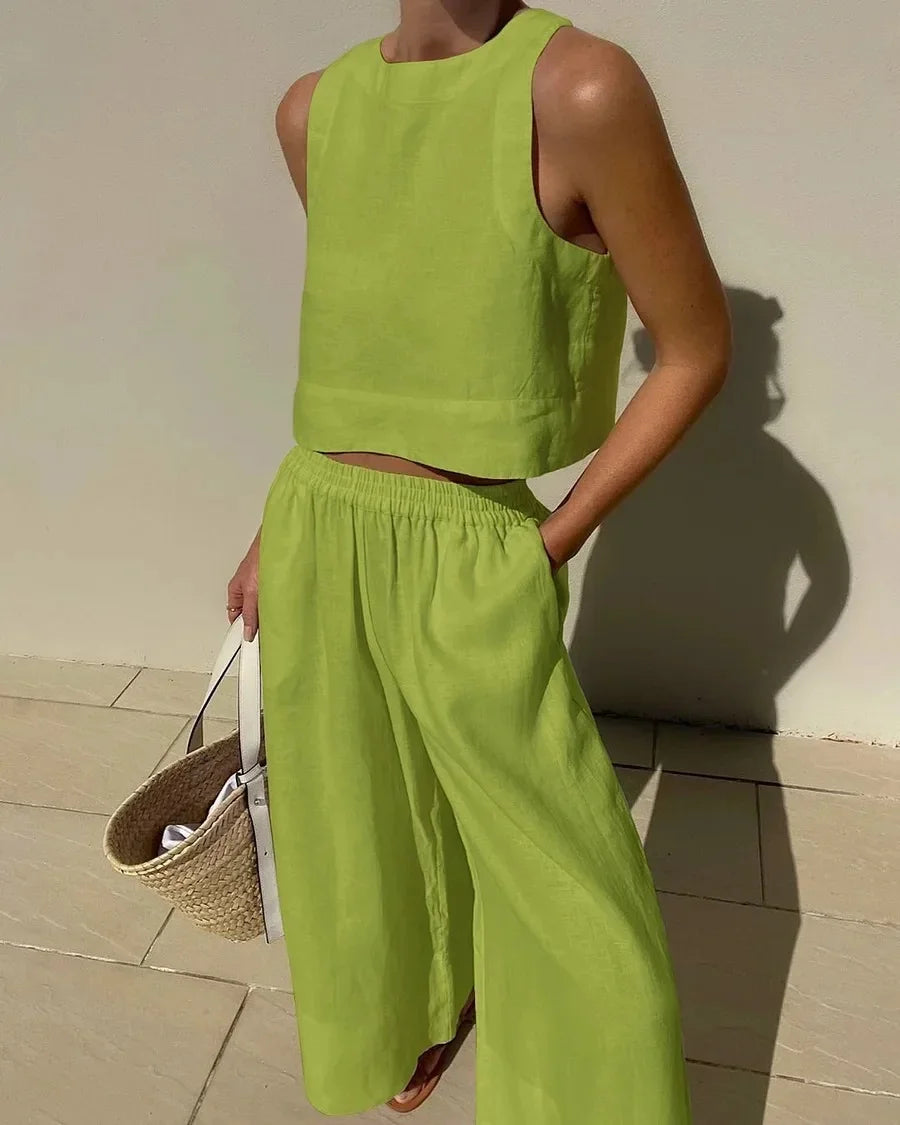Laurena – Mouwloze Dames Set met Losse Pasvorm
