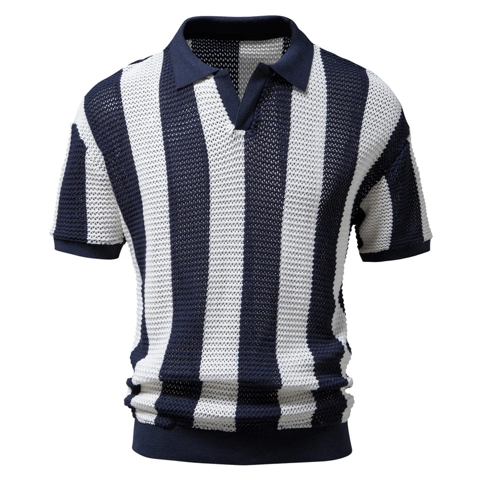 Enzo – Retro Mesh Gebreide Herenpolo