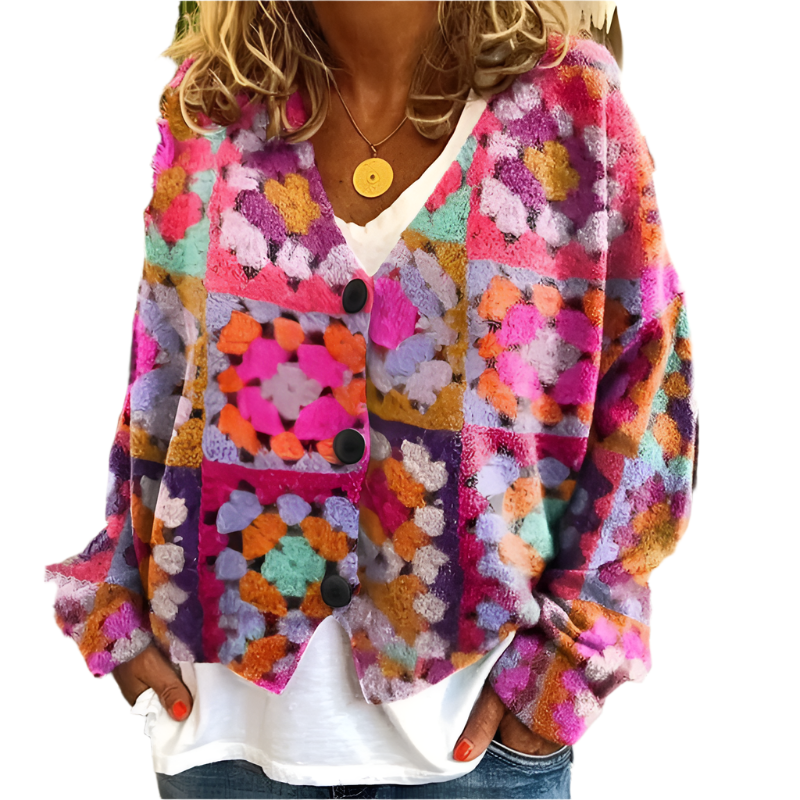 Zoey – Damesvest met Abstracte Print van Lichtgewicht Stof