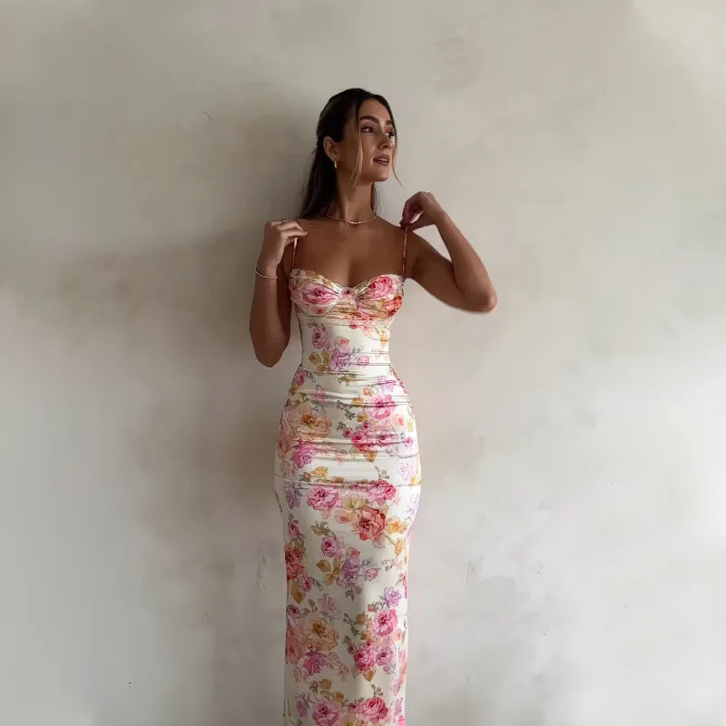 LunaBellini Floral Spaghettibandjurk Voor Vrouwen