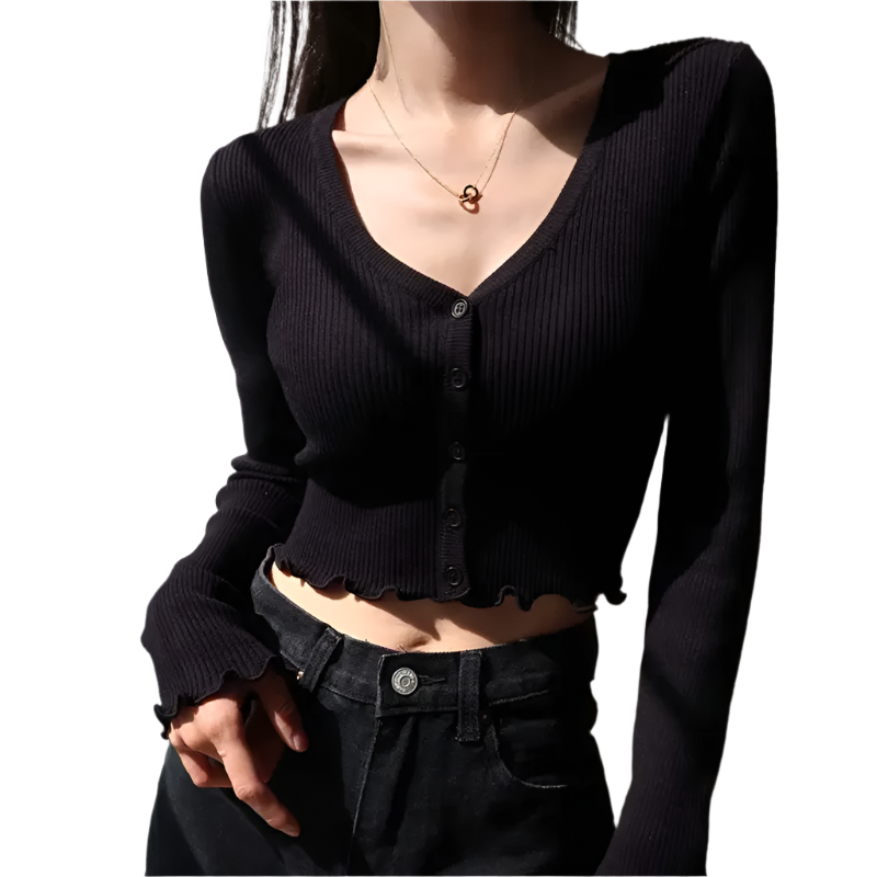 Isabella – Stijlvol Gebreid V-Hals Crop Vest voor Dames