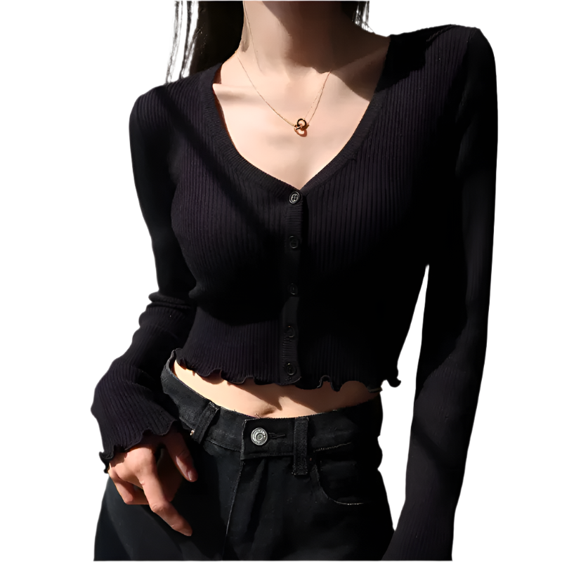 Isabella – Stijlvol Gebreid V-Hals Crop Vest voor Dames