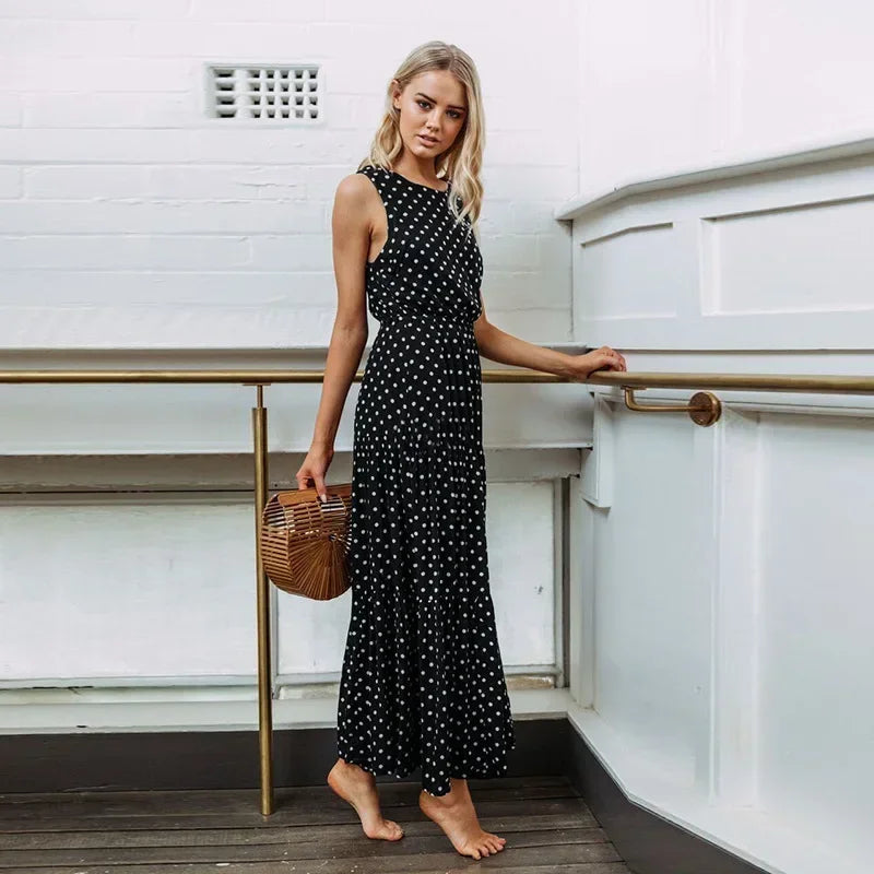 Isabella – Bohemian Mouwloze Chiffon Jurk voor Dames