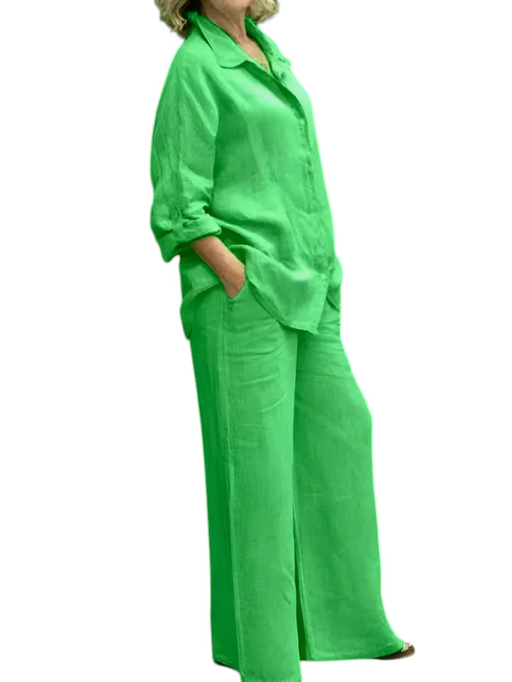 Calista – Dames Linnen Shirt & Broek Set