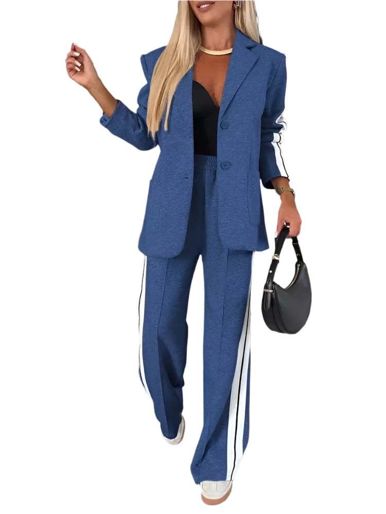 Giulia – Elegante Dames Tweedelige Blouse & Wide-Leg Broek Set