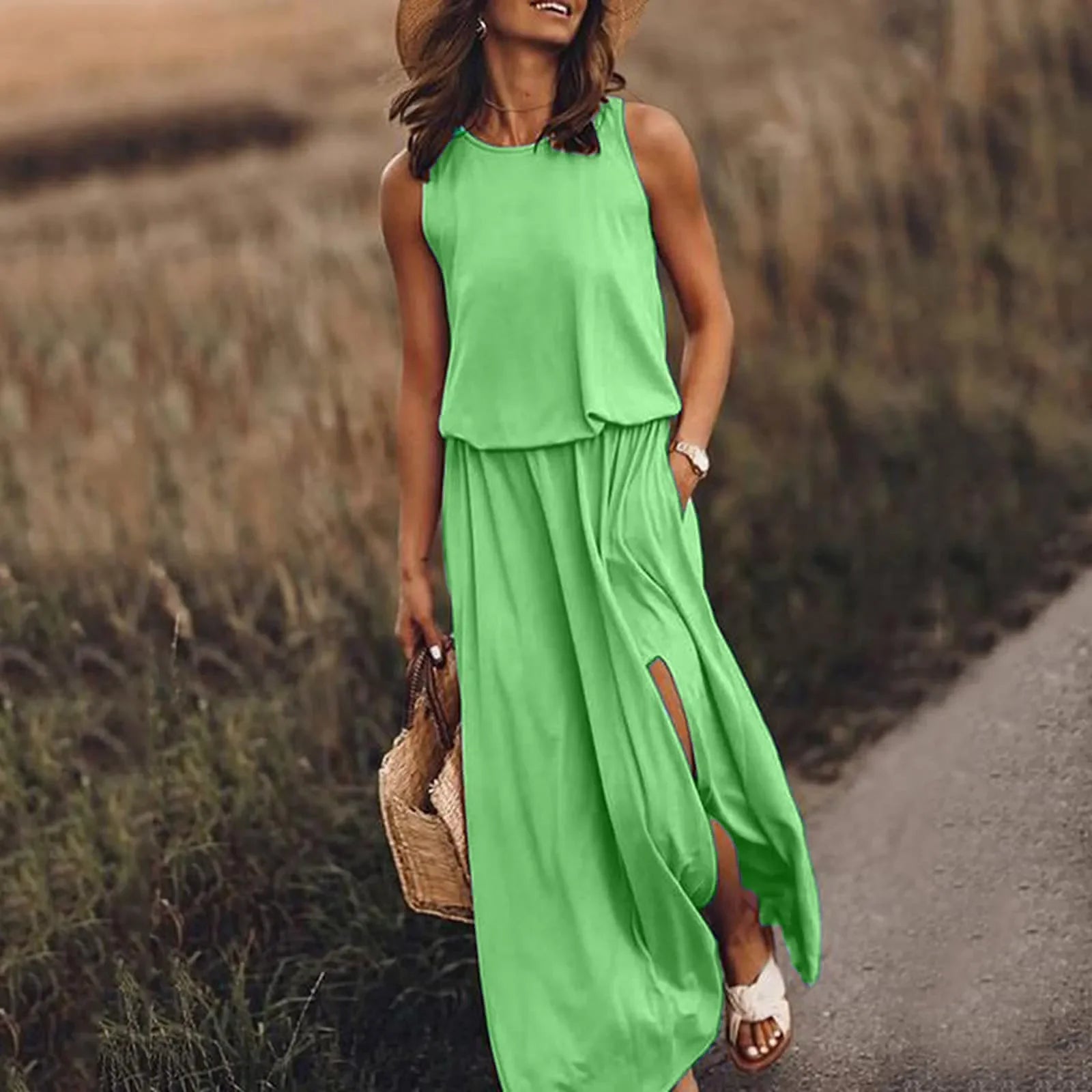 Keysie – Luchtige Mouwloze Maxi Zomerjurk voor Dames