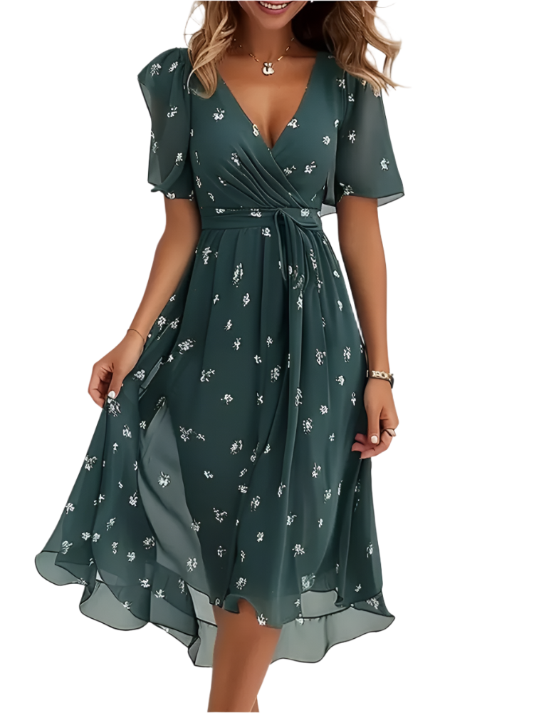 Karylle – Zomerjurk met Diepe V-Hals en Elegante Swing voor Dames