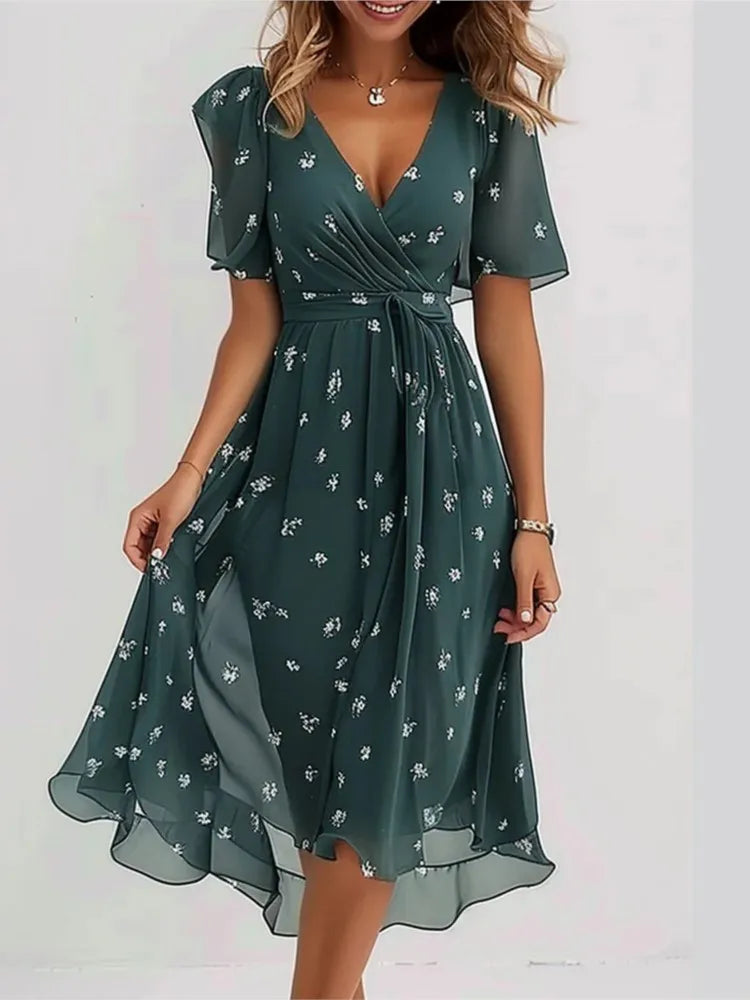 Karylle – Zomerjurk met Diepe V-Hals en Elegante Swing voor Dames