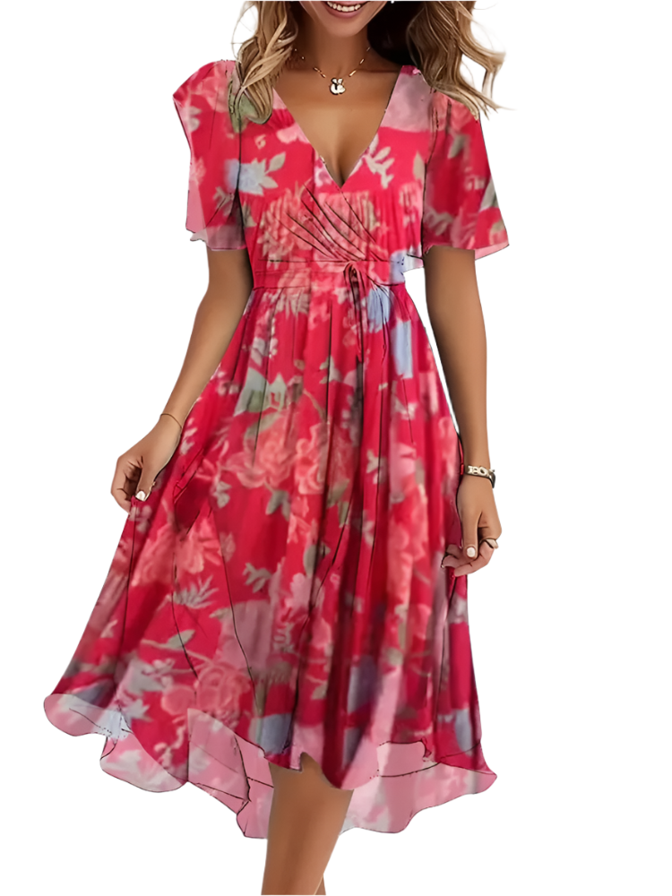 Karylle – Zomerjurk met Diepe V-Hals en Elegante Swing voor Dames