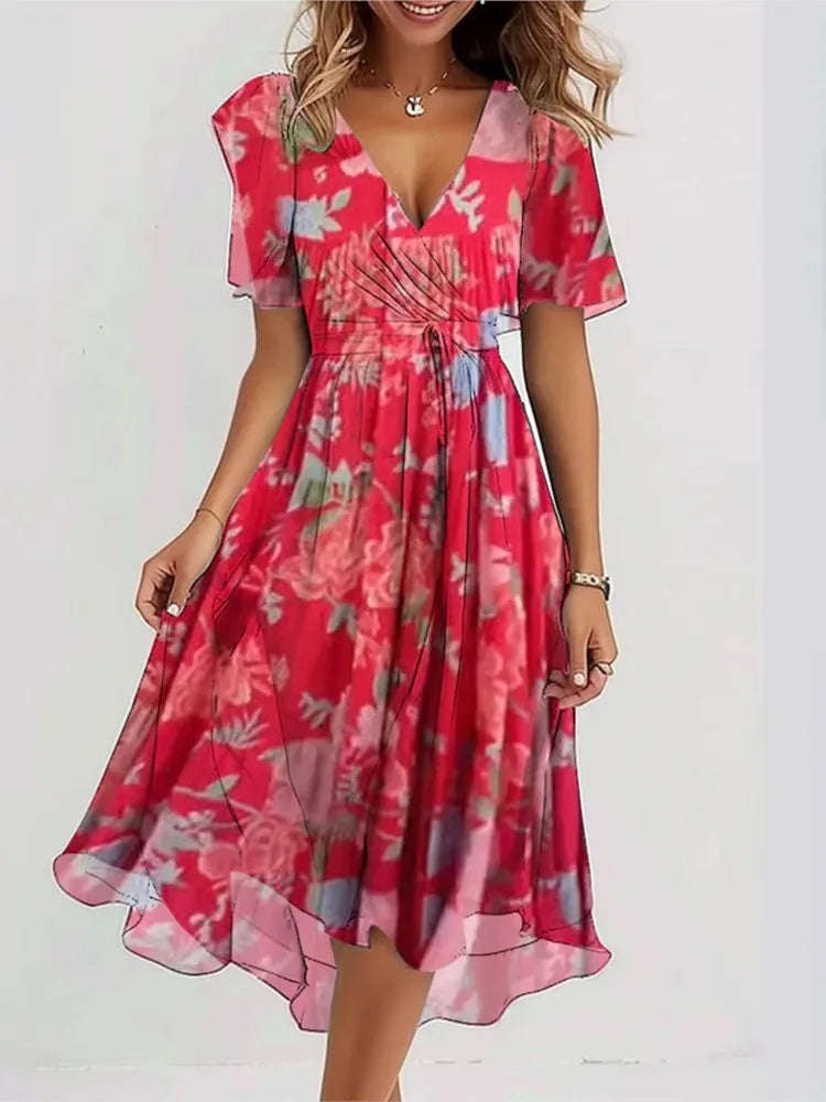 Karylle – Zomerjurk met Diepe V-Hals en Elegante Swing voor Dames