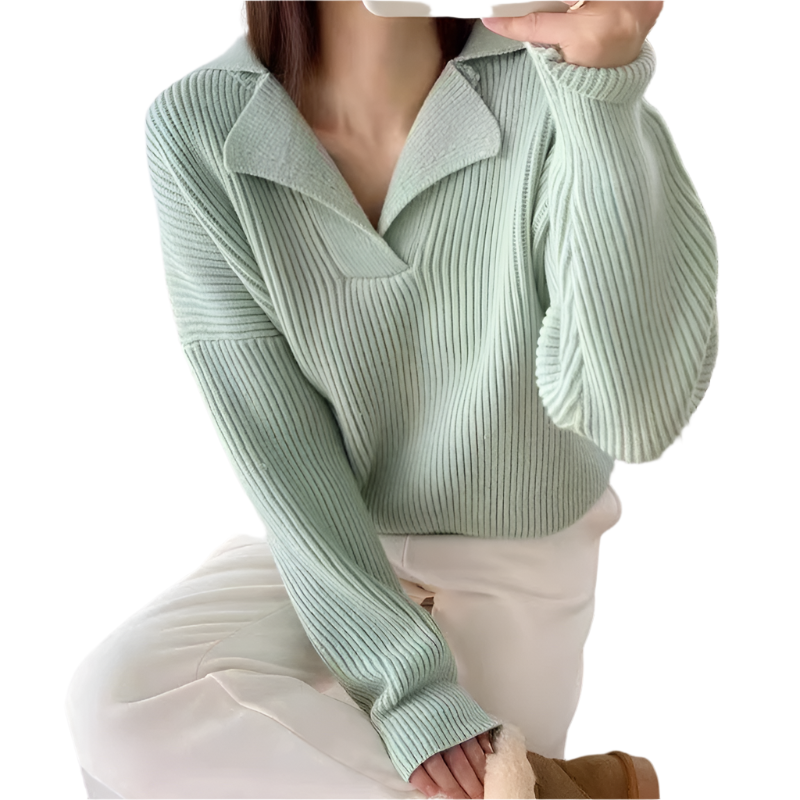 Janiah – Geribde Gebreide Oversized Damestrui van Kasjmierblend