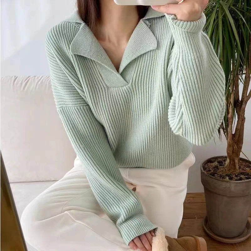 Janiah – Geribde Gebreide Oversized Damestrui van Kasjmierblend