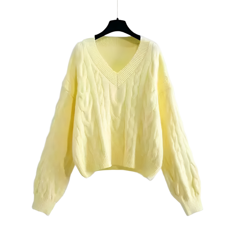 Jasmine – Gebreide Damestrui met Pofmouw en V-hals